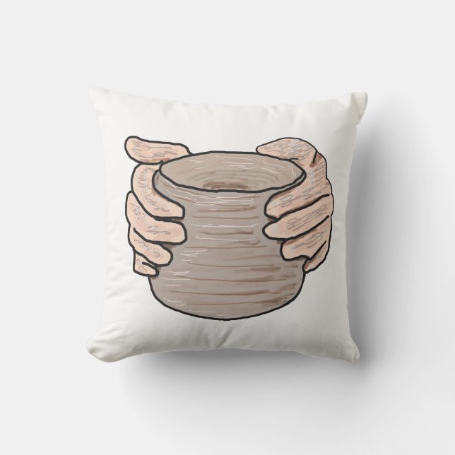 Pottery Making Hands Cushion (Front)