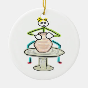 Pottery Making Stickman Ceramic Tree Decoration