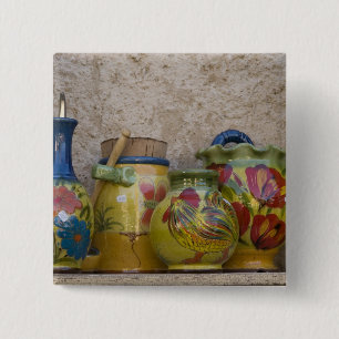 Pottery, Moustiers-Sainte-Marie, Provence, 15 Cm Square Badge