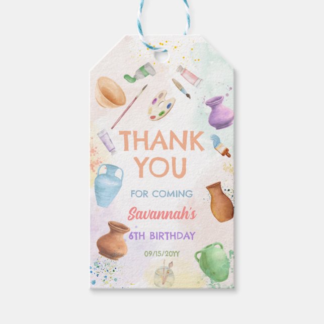 Pottery Painting Birthday Gift Tags (Front)