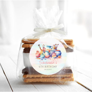 Pottery Painting Birthday Party Classic Round Sticker