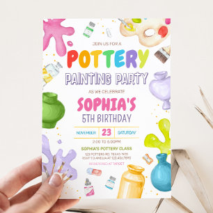 Pottery Painting Birthday Party Invitation