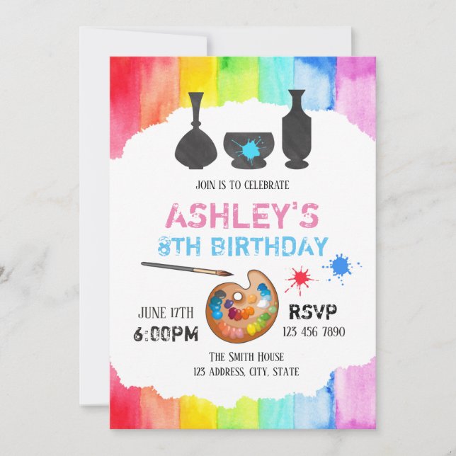 Pottery painting invitation (Front)