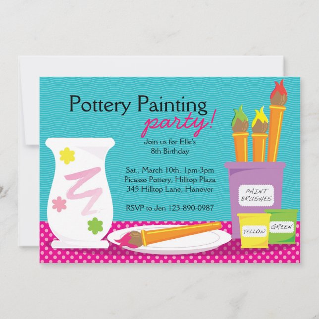 Pottery Painting Party Invitations (Front)