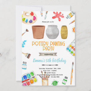 Pottery Painting party theme invitation 