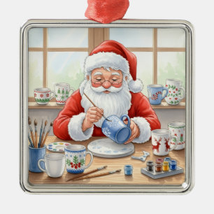 Pottery Painting Santa Claus  Metal Tree Decoration