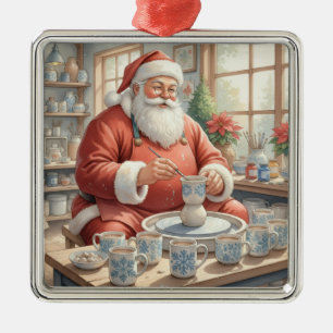 Pottery Painting Santa Claus  Metal Tree Decoration