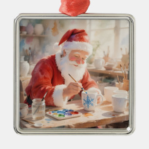 Pottery Painting Santa Claus  Metal Tree Decoration
