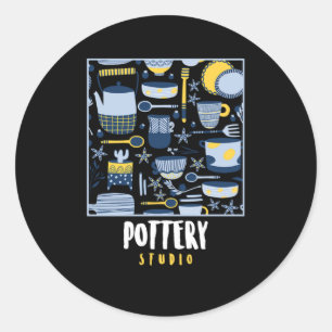 Pottery Studio Ceramics Porcelain Sculpting Gift Classic Round Sticker