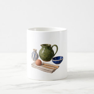 Pottery Studio Green Pitcher and Cobalt Bowl Mug