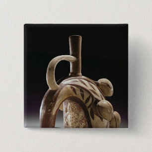 Pottery vessel of a frog climbing a cocoa tree 15 cm square badge
