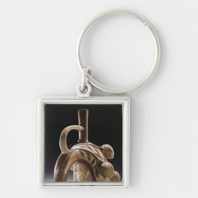 Pottery vessel of a frog climbing a cocoa tree key ring (Front)