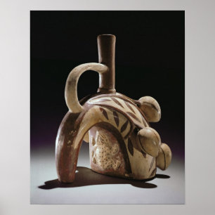 Pottery vessel of a frog climbing a cocoa tree poster