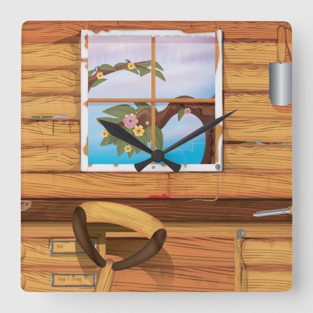 Potting Shed Square Wall Clock (Front)