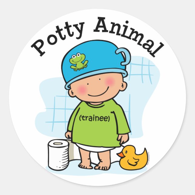 Potty Animal Boy Sticker (Front)