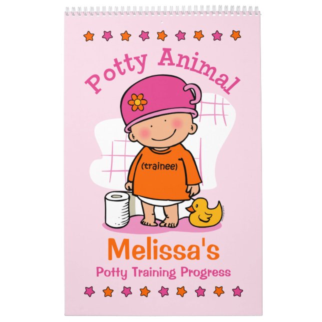 Potty Animal Girl Potty Training Progress Book Calendar (Cover)