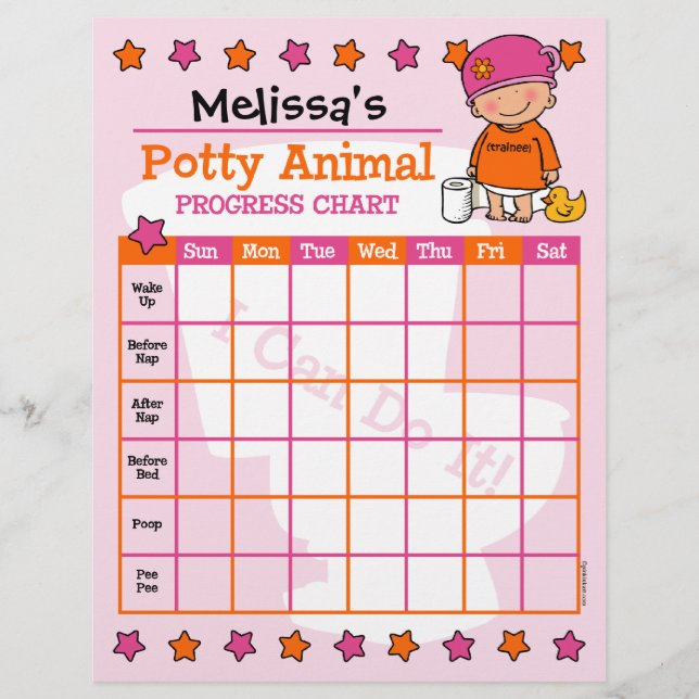 Potty Animal Girl Training Chart (Front)