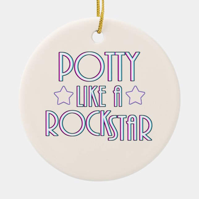 Potty Like a Rock Star Ceramic Tree Decoration (Front)