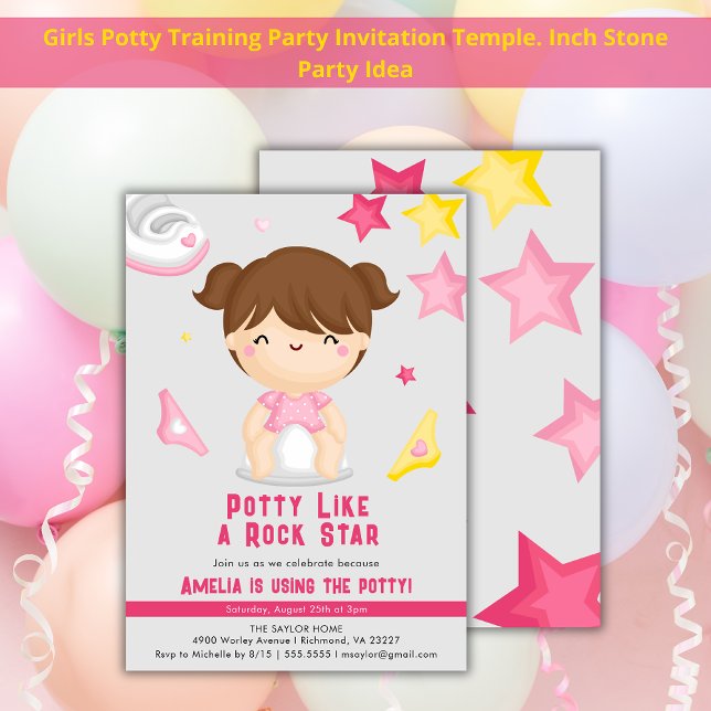 Potty Like A Rock Star Girls Pee Training Party  Invitation (Creator Uploaded)