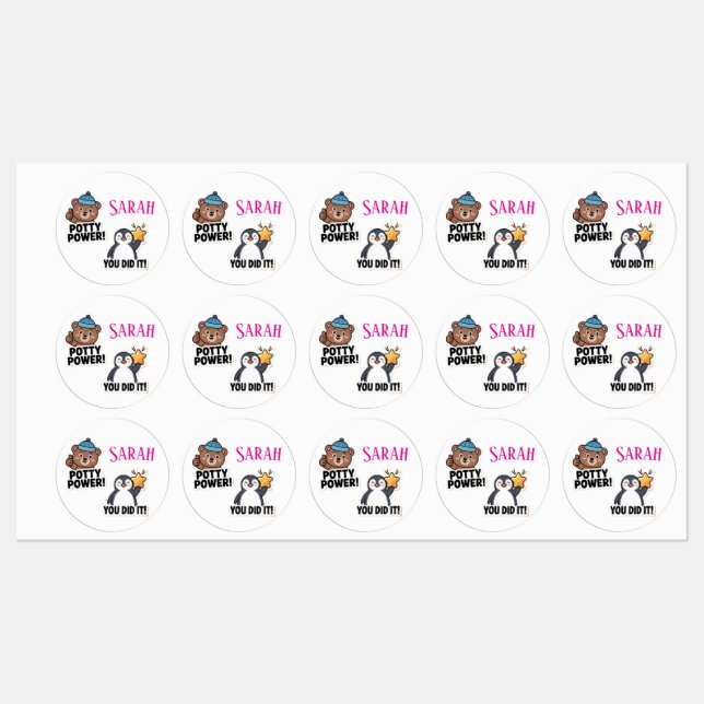 Potty Stickers, Personalised Potty power (Sheet)
