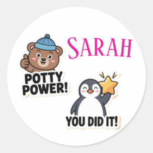 Potty Stickers, Personalised Potty power Classic Round Sticker