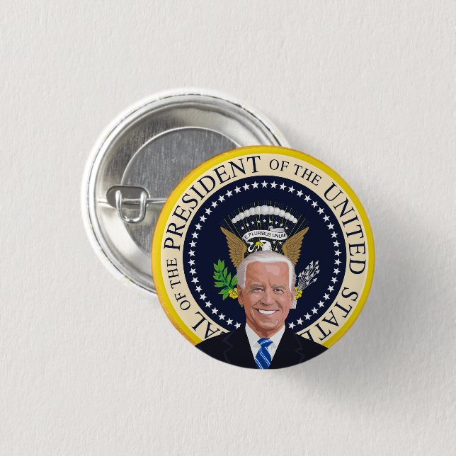 potus joe biden presidential seal pin-back button (Front & Back)