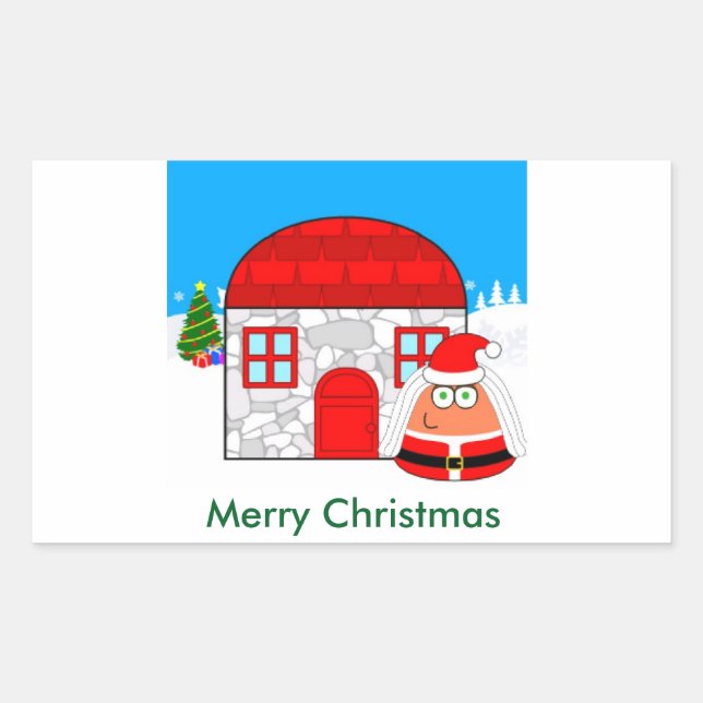 Pou_Christmas Rectangular Sticker (Front)