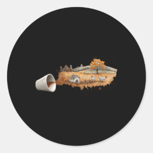 Poultry Art Tea Coffee Cup Spill Chicken Farm Chic Classic Round Sticker