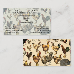 Poultry Farm Rooster and Hen Art Business Card