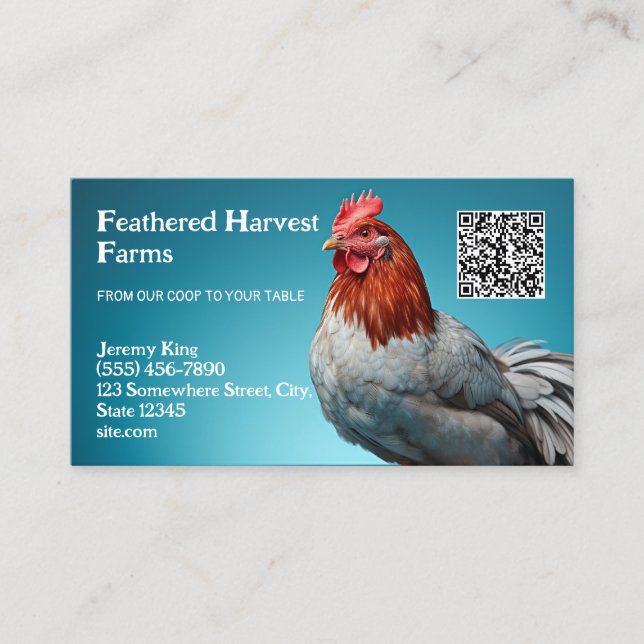 Poultry Farmer Custom QR Business Card (Front)