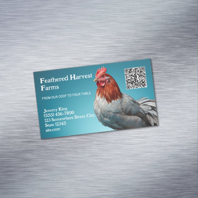 Poultry Farmer Custom QR Magnetic Business Card (In Situ)