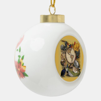 Poultry of the World Ceramic Ball Christmas Ornament
