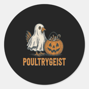 Poultrygeist Chicken Ghost Pumpkin Costume Hallowe Classic Round Sticker