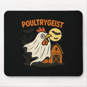 Poultrygeist Funny Chicken Ghost Halloween Pun Des Mouse Pad