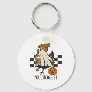 Poultrygeist Funny Chicken Ghost Pumpkin Spice Spo Key Ring