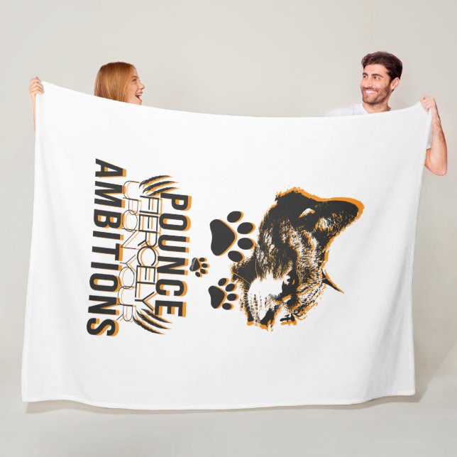 Pounce Fierce Collection–Motivation for Cat Lovers Fleece Blanket (In Situ)
