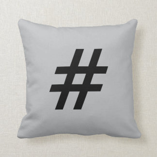 # Pound sign (hashtag) button pillow, Grey & Black Cushion