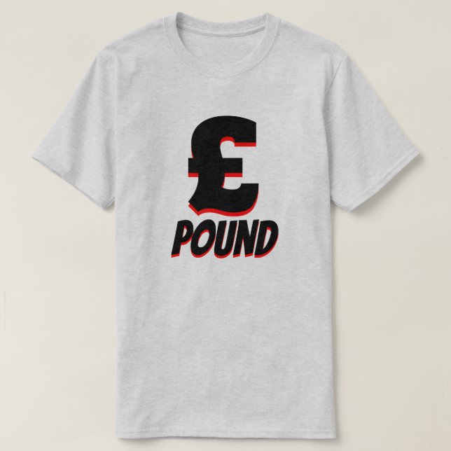 £ pound sterling, Grey T-Shirt (Design Front)