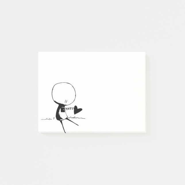 Pounding Heart Doodle Boy Post-it Notes (Front)