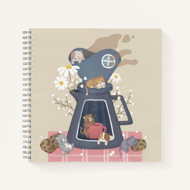 Pour-over Coffee Dripper & Kittens Notebook (Front)