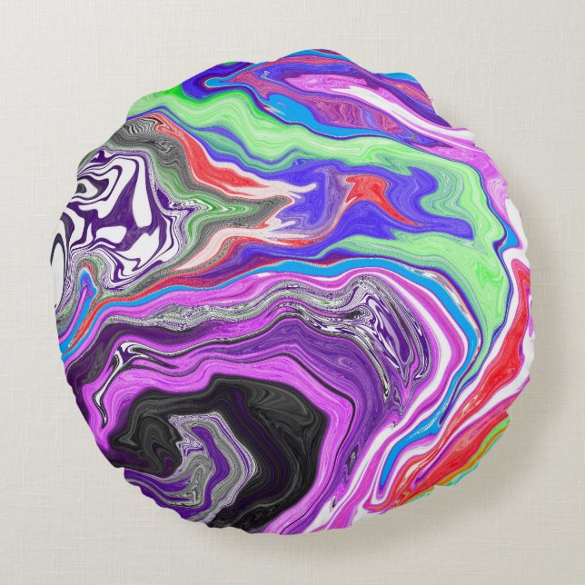 Pour Paint Effect Marble Digital Art   Round Cushion (Back)
