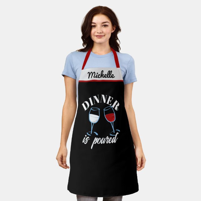 Pour Some Fun Personalized Hostess Wine Gift Apron (Worn)