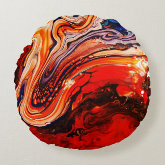 Pouring Art, Abstract Art Round Cushion