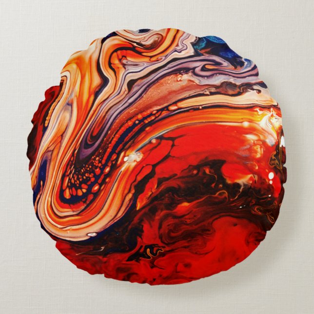 Pouring Art, Abstract Art Round Cushion (Front)