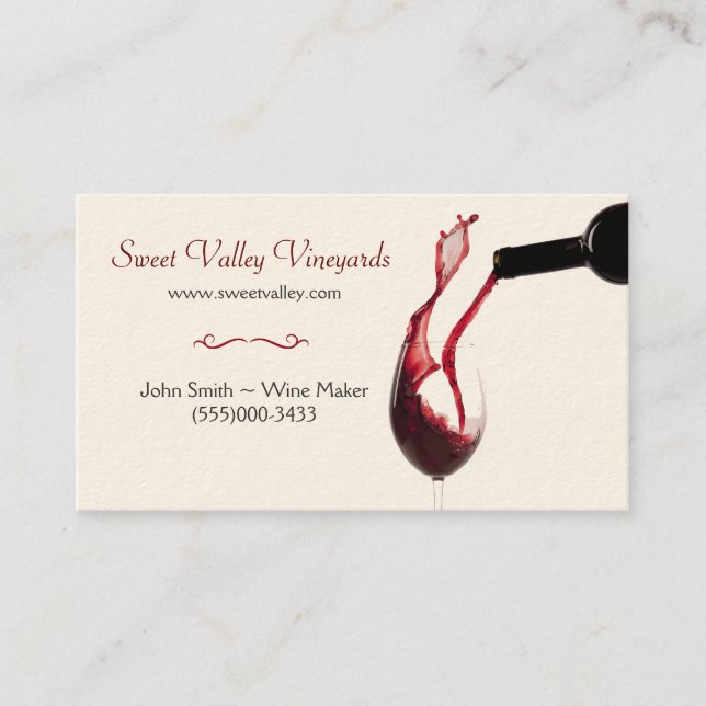 Pouring Red Wine Business Card (Front)