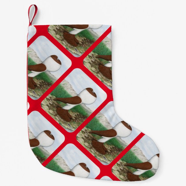 Pouter Pigeon Red Hana Small Christmas Stocking (Front)