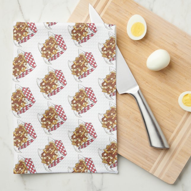 Poutine Quebec Canada Canadian Food French Fries  Tea Towel (Quarter Fold)