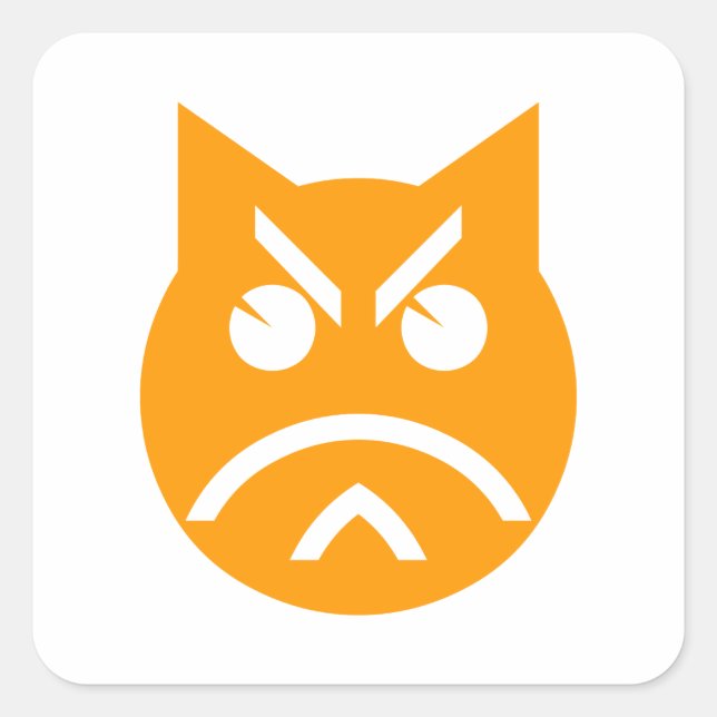 Pouting Emoji Cat Square Sticker (Front)