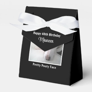 Pouty Face Cute Dog 2 Photos 40th Birthday Black Favour Box