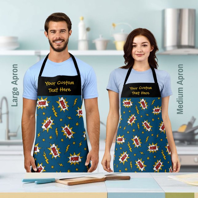 Pow Comic Sound Effect Pattern Apron (Creator Uploaded)